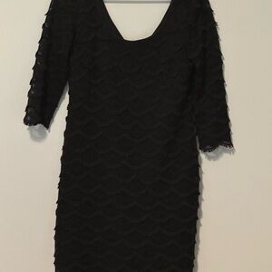 Ronni Nicole Black Textured Long Sleeve Dress